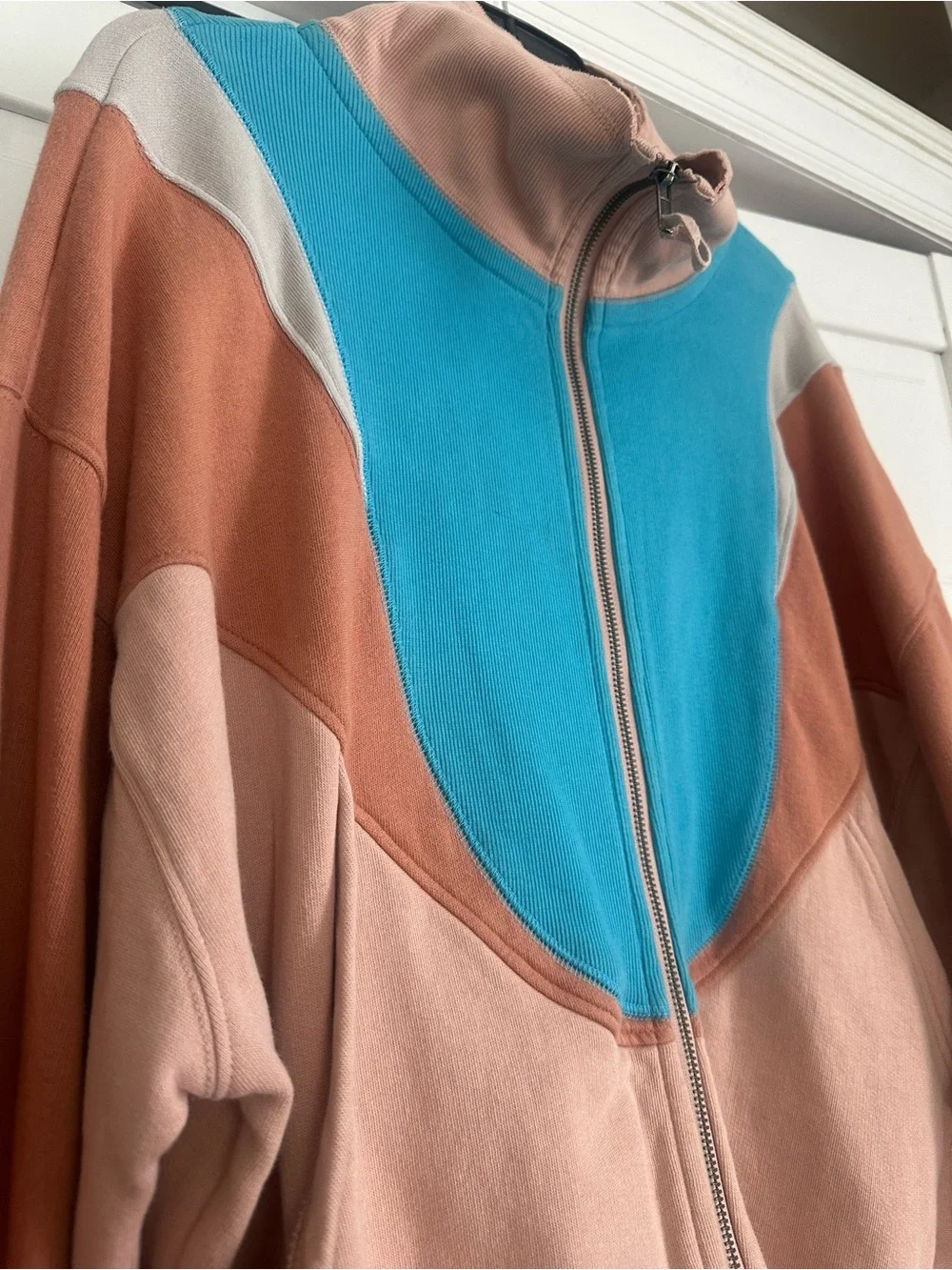 Free People Color Block Zip Up Hoodie